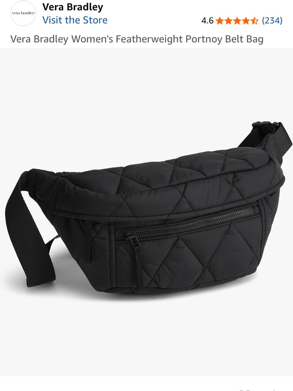 Vera Bradley Featherweight Black Crossbody Belt Bag - Picture 5 of 6